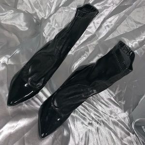 Black, Leather Sock Bootie